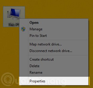 Mở Properties trên Windows 8.1