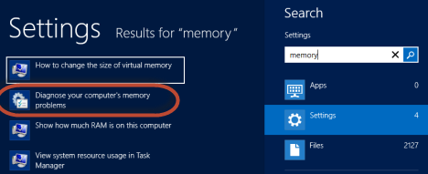 Kích hoạt Windows Memory Diagnostic từ màn hình Start của Windows 8