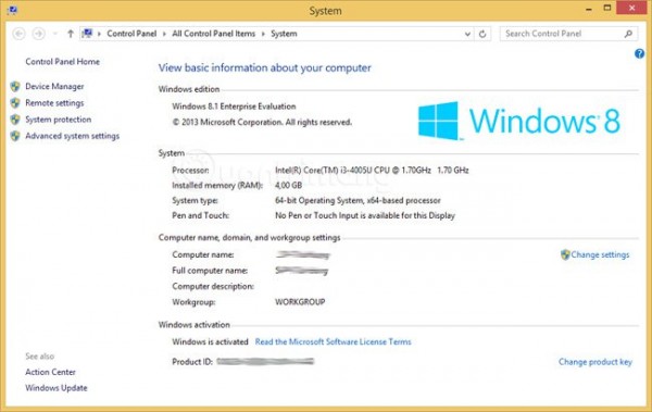Xem cấu hình máy tính Windows 8.1 đơn giản